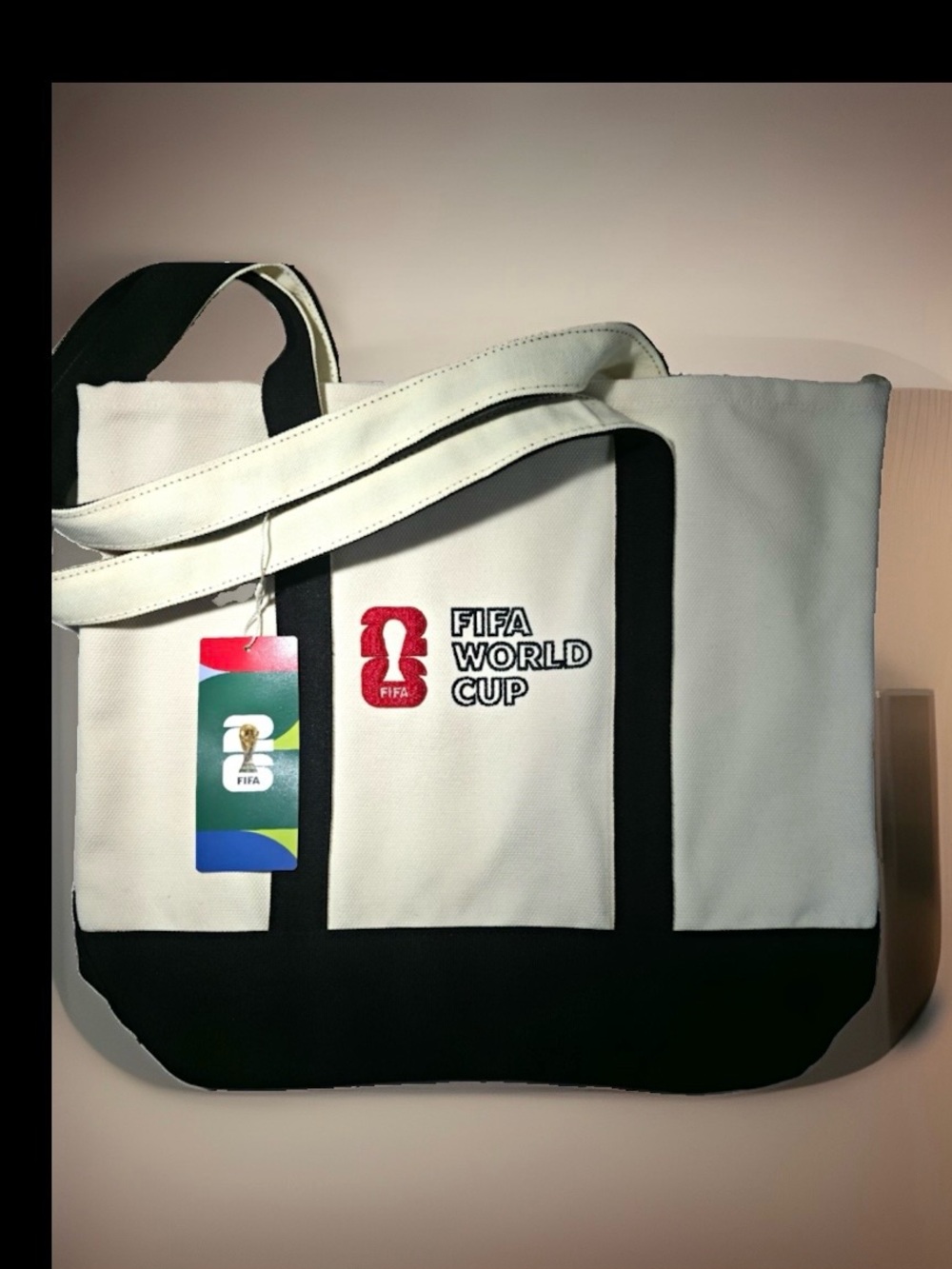 FIFA World  Cup Offical Logo Canvas Tote Bag in White and Black